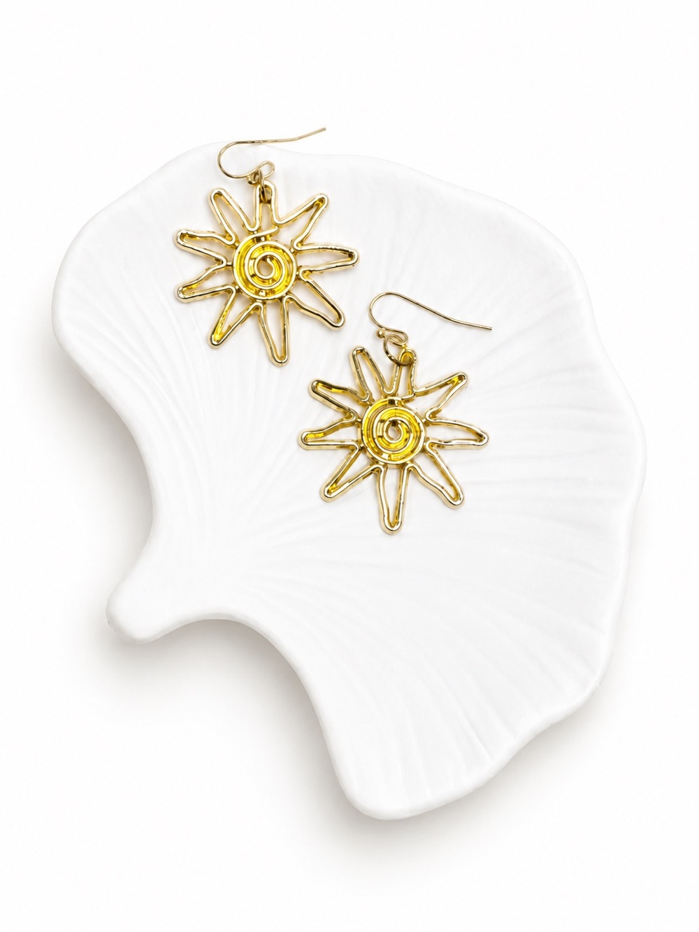 Gold Sunburst Dangle Earrings | Boho Celestial Statement Earrings